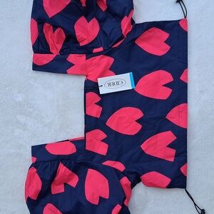 Cider Navy and Pink Heart Print Top